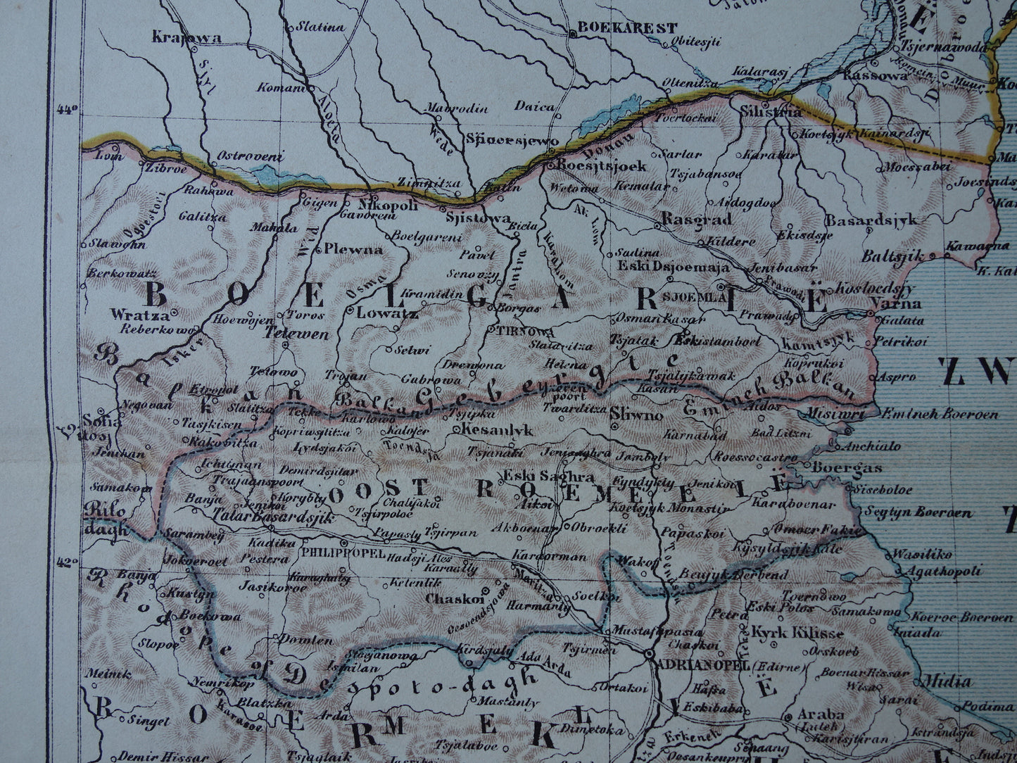 BULGARIJE oude landkaart originele antieke Kuyper kaart uit 1882 vintage kaarten Boelgarië Oost-Roemelië