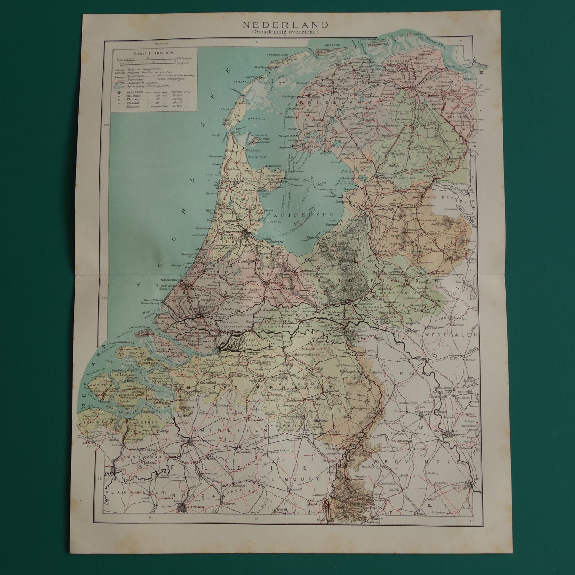 oude kaart van Nederland uit het jaar 1920 te koop