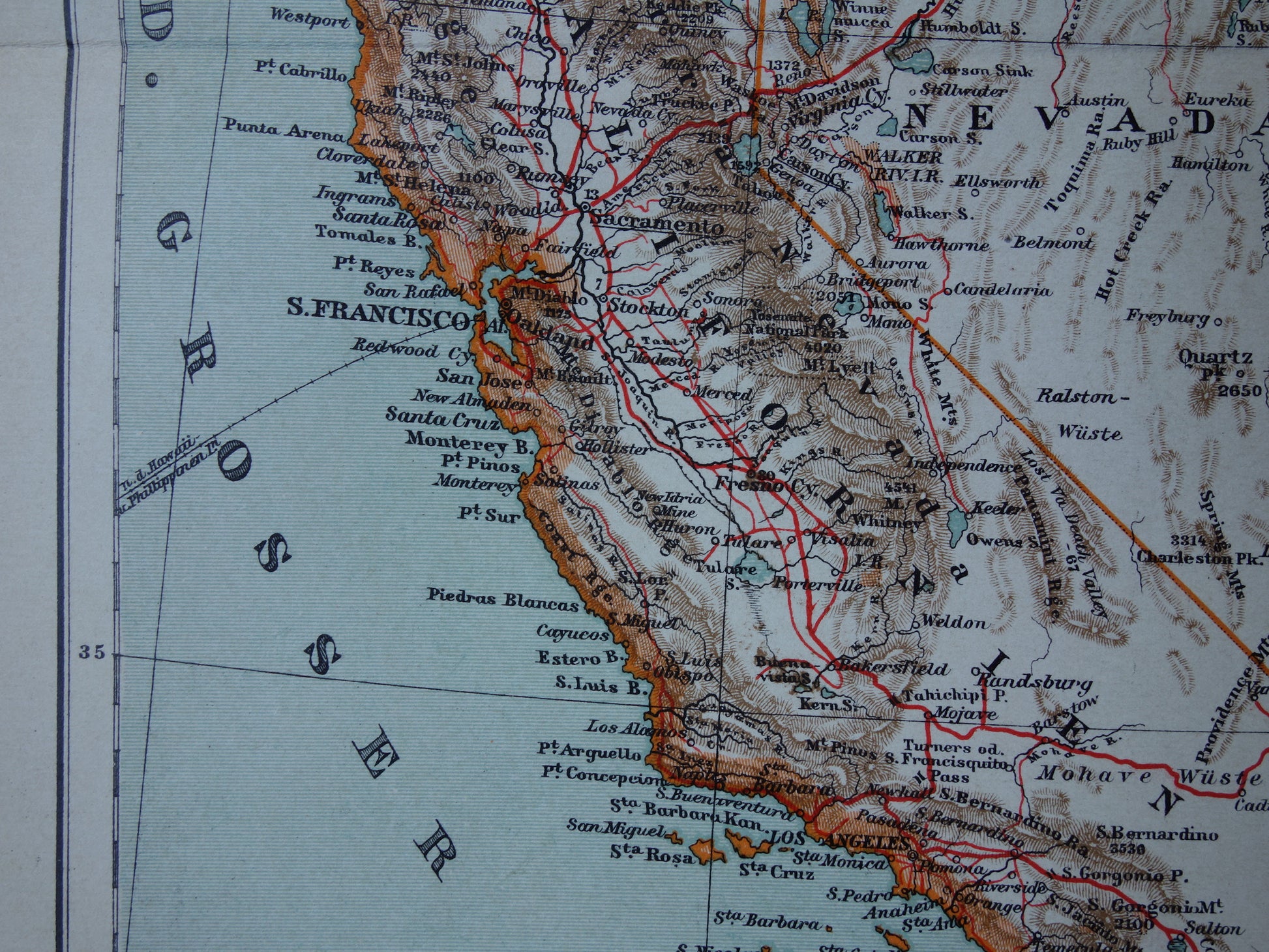 californie in het jaar 1905 kaart landkaart
