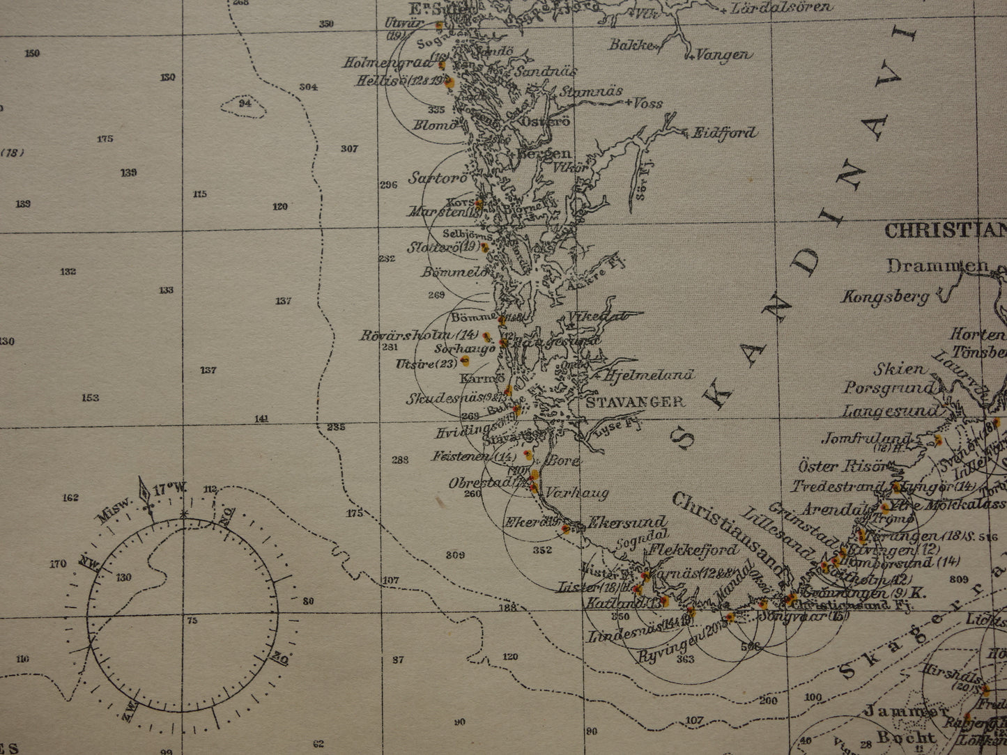 NOORDZEE oude zeekaart uit 1920 originele antieke Nederlandse kaart van de Noordzee
