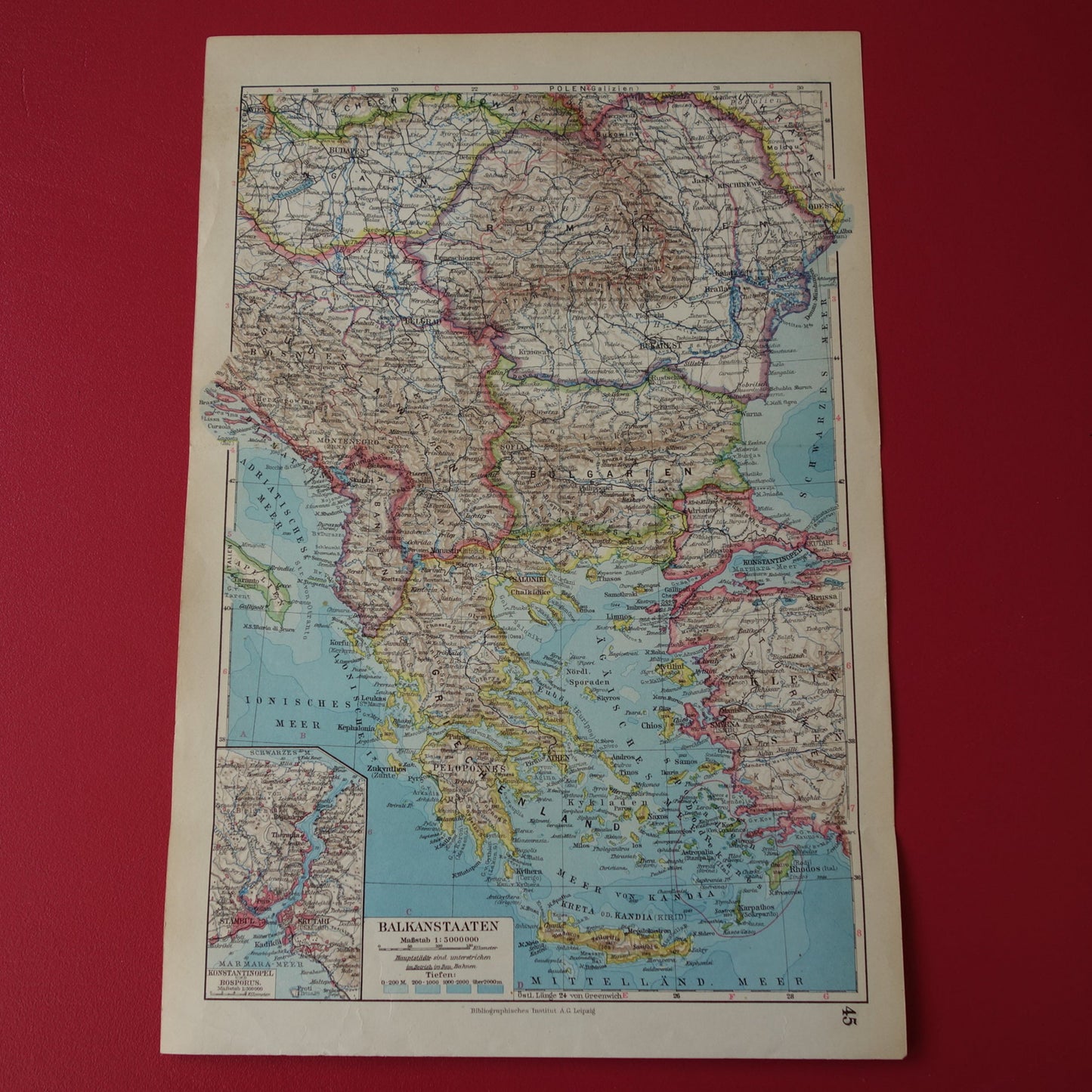BALKAN oude landkaart van de Balkan uit 1931 originele vintage kaart Roemenië Hongarije Tsjechië Slowakije Bosnië