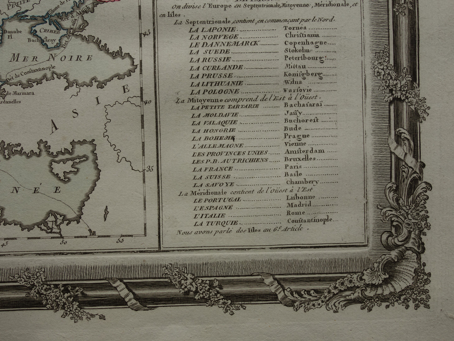260+ jaar oude Kaart van Europa - Originele antieke Franse landkaart met jaartal
