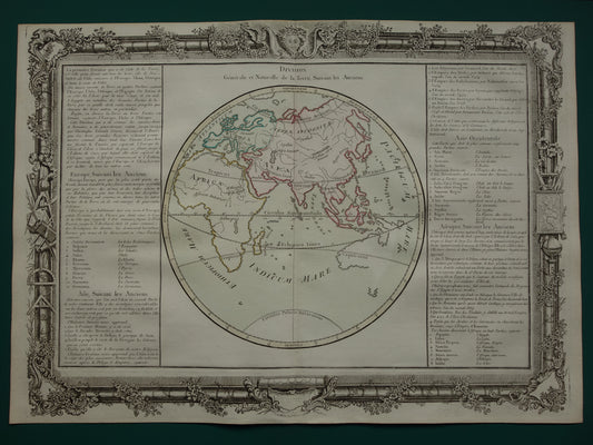Ptolemaeus oude wereldkaart uit 1761 kaart van de klassieke wereld originele antieke handgekleurde landkaart geschiedeniskaart