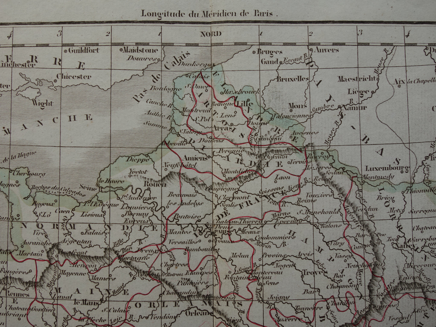FRANKRIJK oude historische landkaart van 32 provincies Frankrijk voor 1790 - originele antieke kaart uit 1833