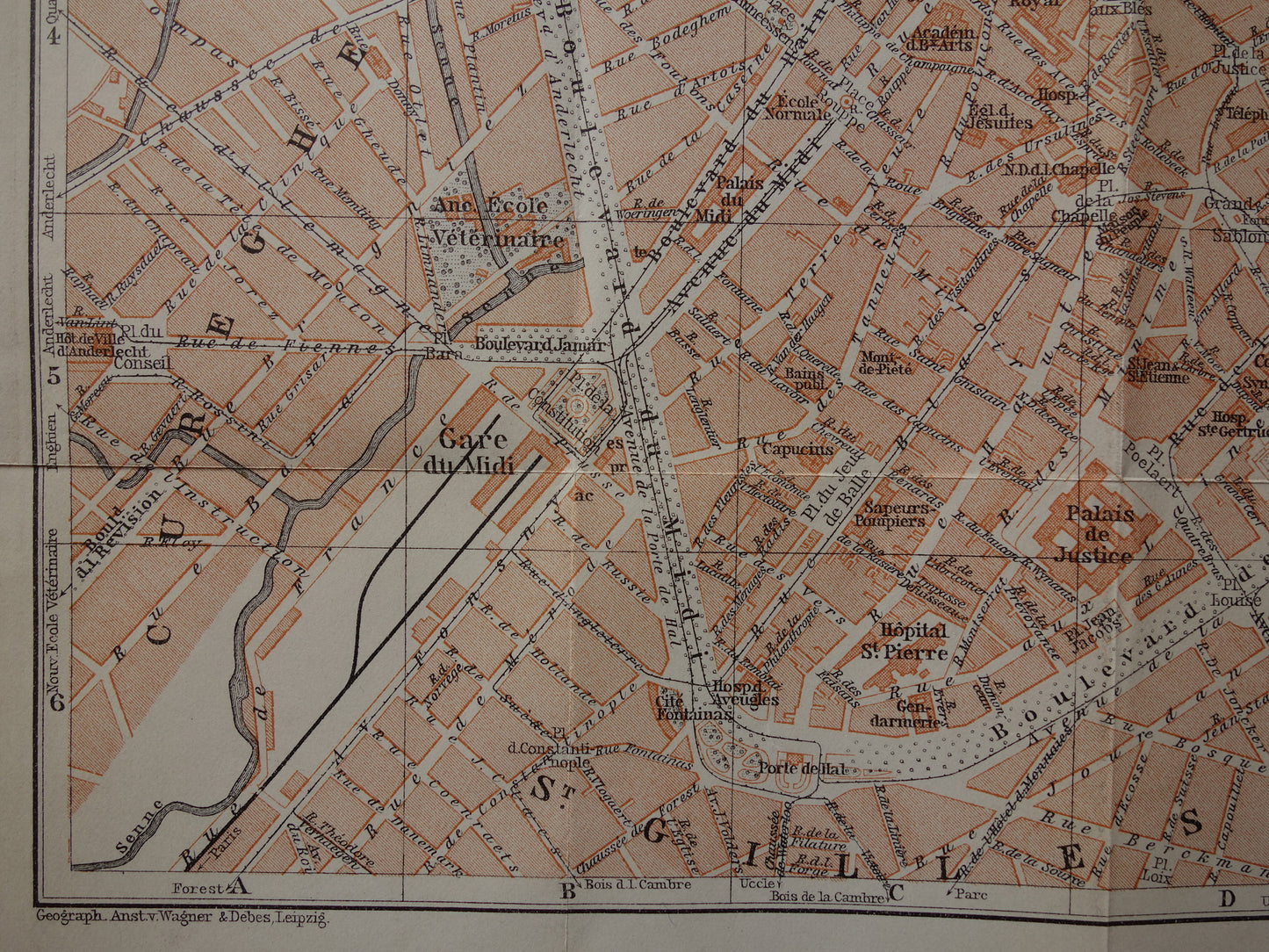 BRUSSEL oude kaart van Brussel België uit 1910 originele antieke historische plattegrond