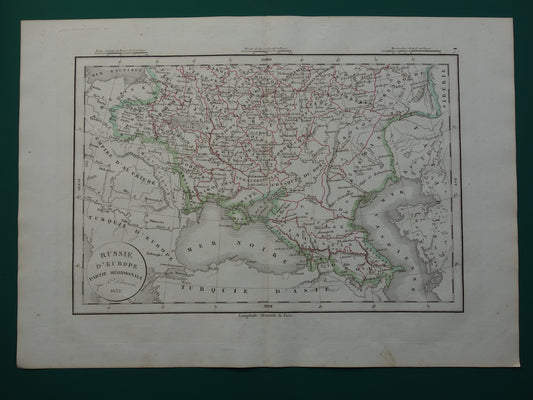 RUSLAND oude historische landkaart van Europees Rusland met Oekraïne en Polen Kaukasus - originele antieke kaart 1832