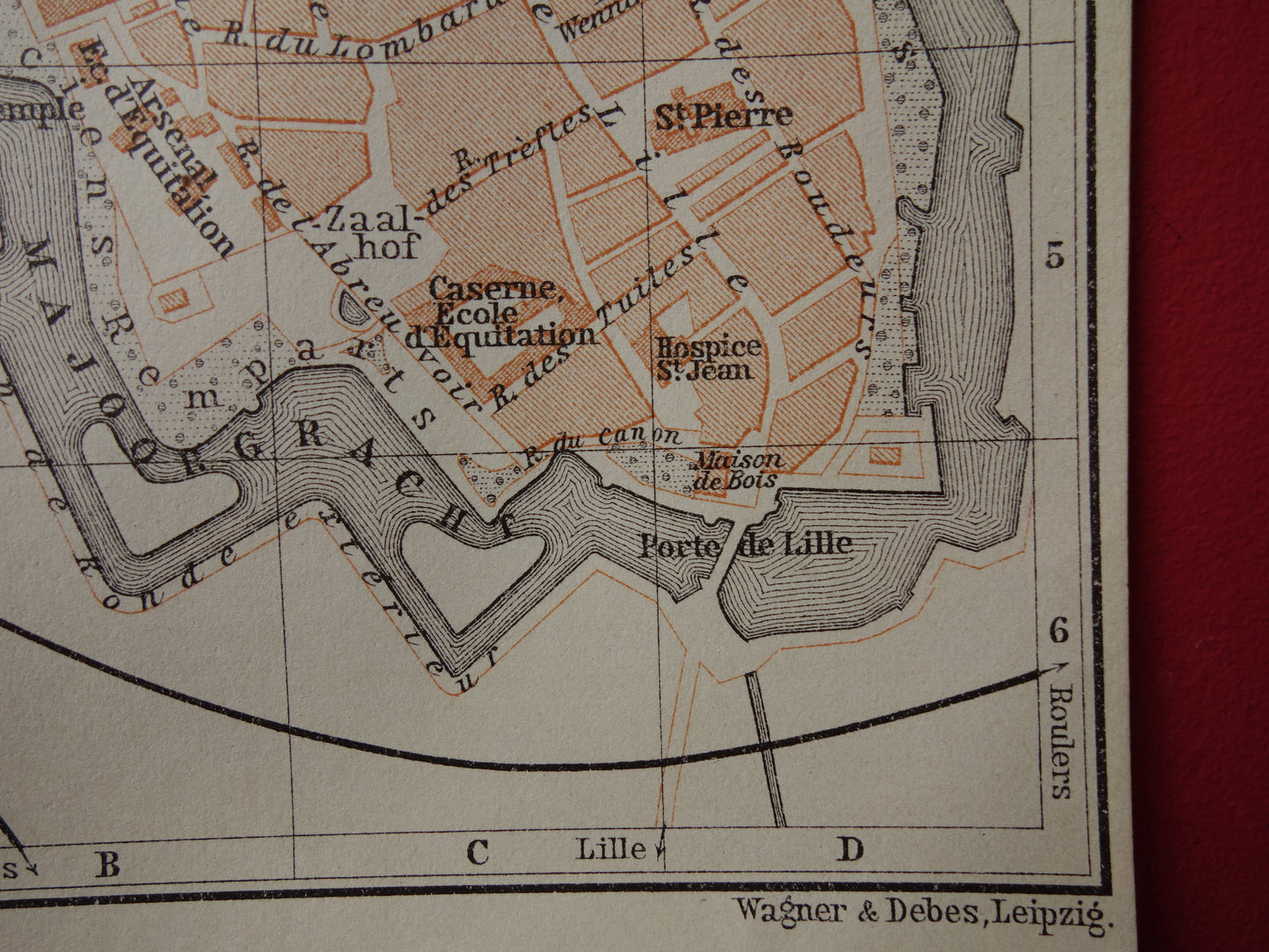 IEPER oude kaart van Yperen België uit 1910 kleine originele antieke plattegrond landkaart Ypres