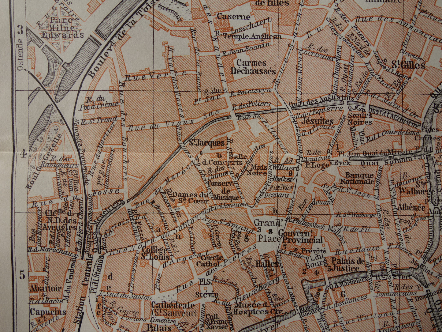 BRUGGE oude kaart van Brugge België uit 1910 kleine originele antieke plattegrond landkaart