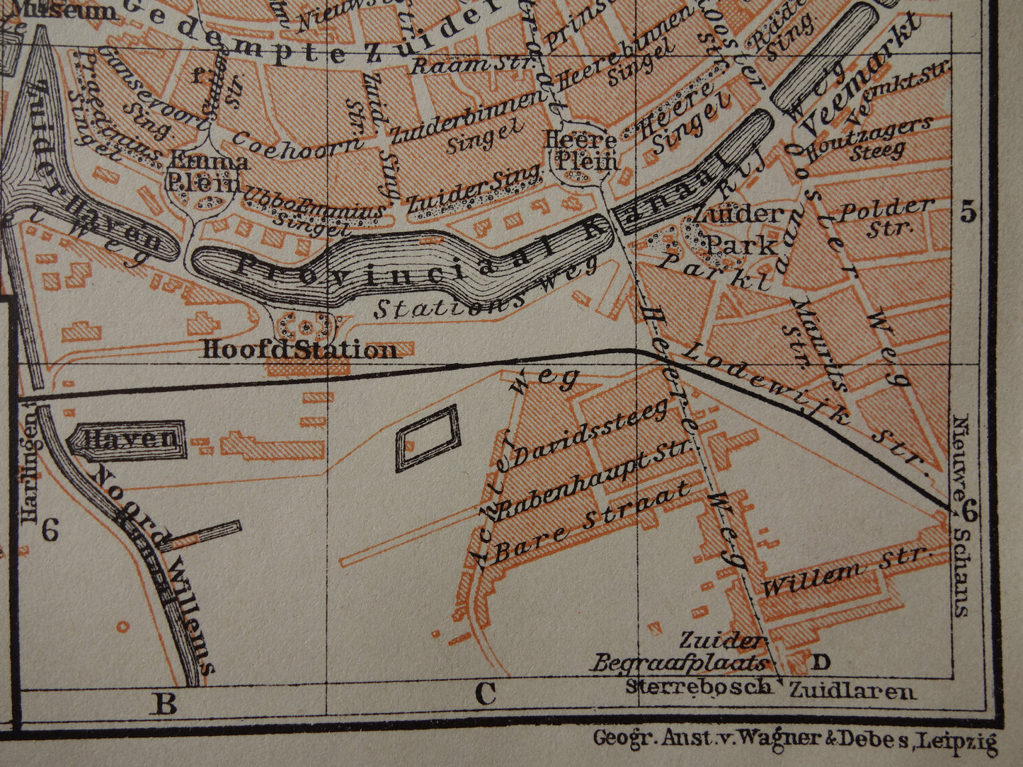 Groningen oude kaart van Groningen Stad uit 1910 kleine originele antieke plattegrond vintage print