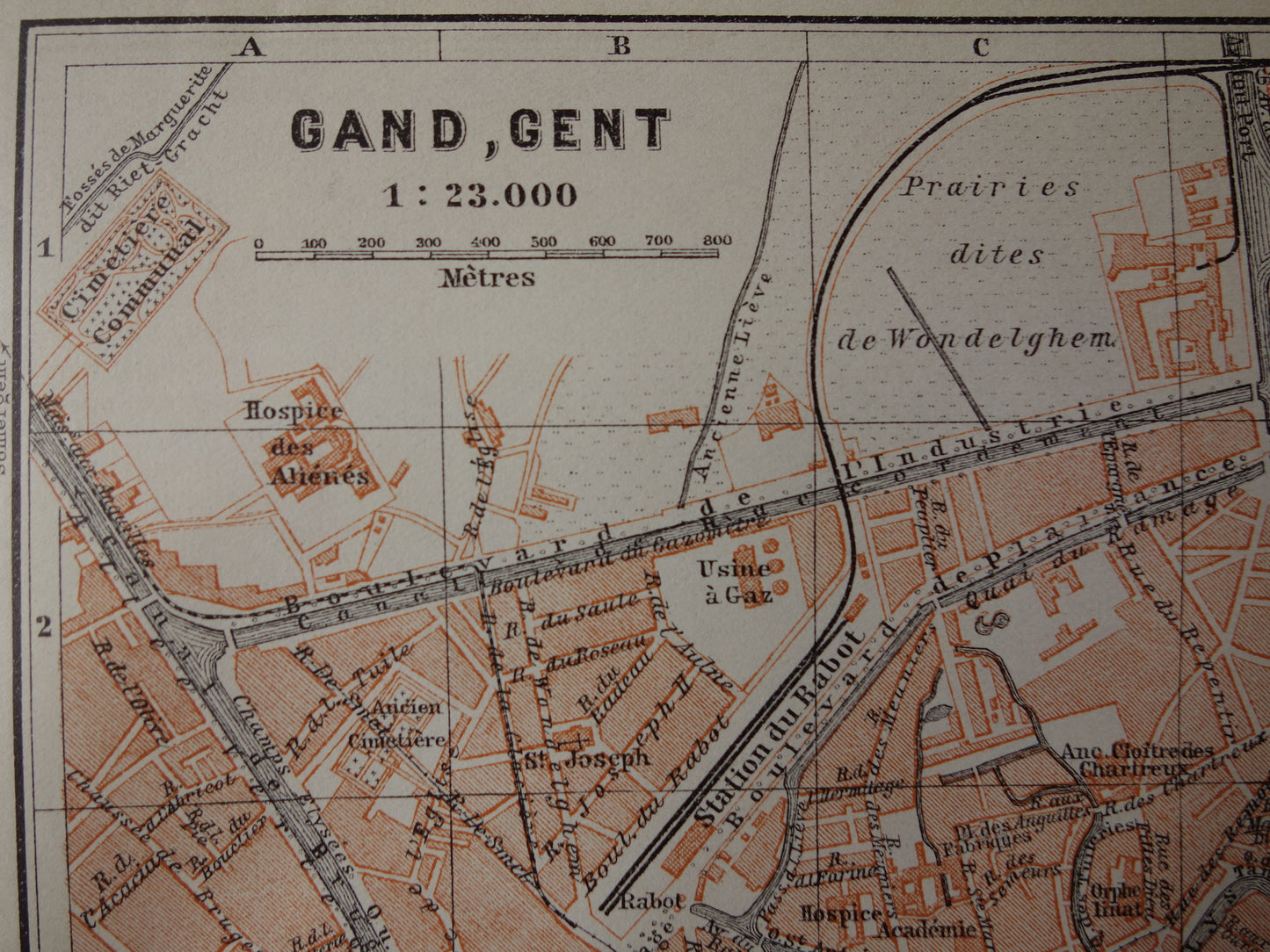 leine oude kaart / plattegrond van Gent uit het jaar 1910