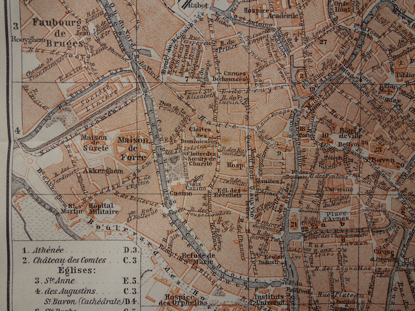 GENT oude kaart van Gent België uit 1910 kleine originele antieke plattegrond landkaart