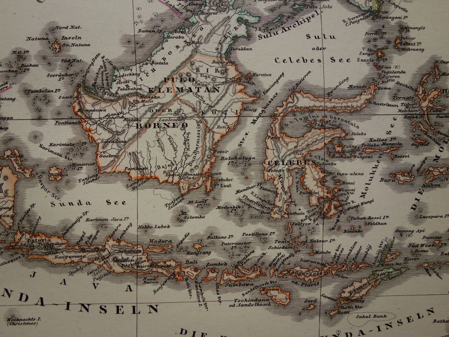 INDONESIË oude kaart van zuidoost Azië in 1878 originele antieke landkaart India Filipijnen Thailand Vietnam vintage poster