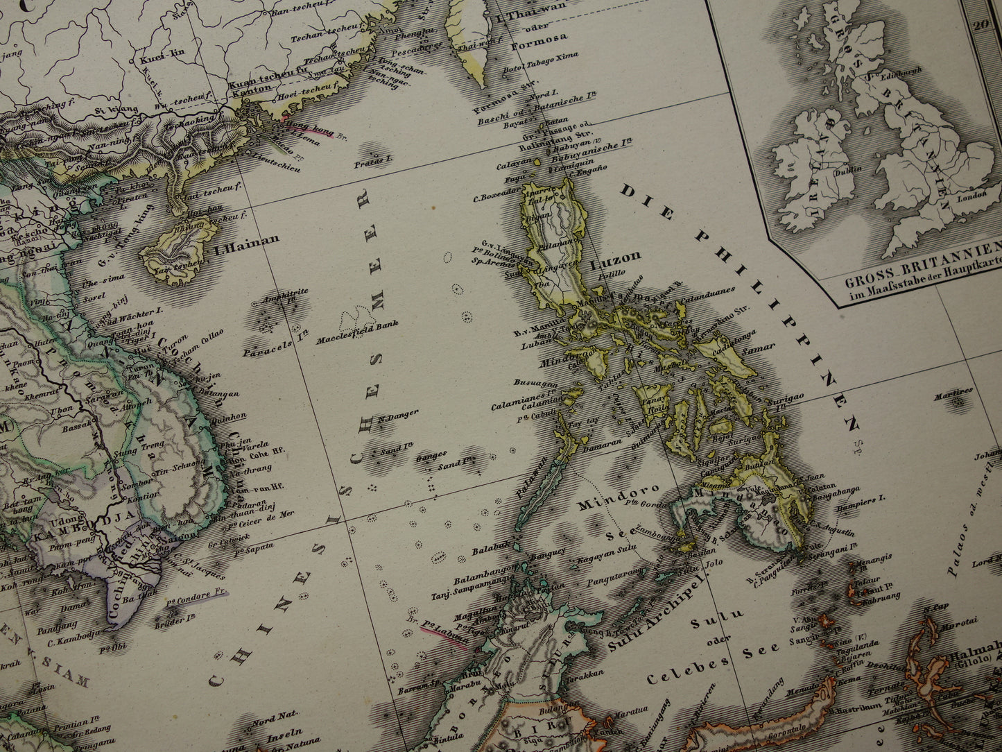 INDONESIË oude kaart van zuidoost Azië in 1878 originele antieke landkaart India Filipijnen Thailand Vietnam vintage poster
