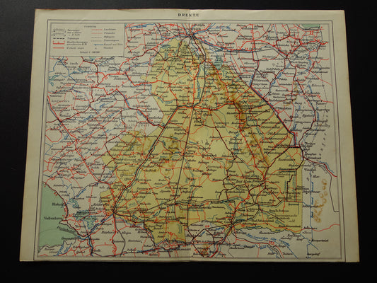 Drenthe Oude kaart van de provincie Drenthe uit 1934 originele vintage historische landkaart