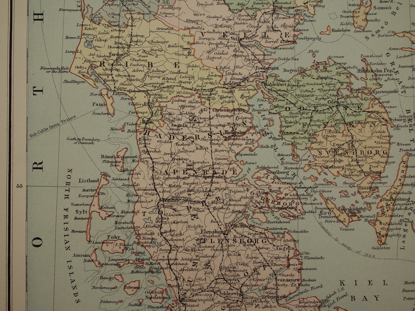 Denemarken grote oude kaart van Denemarken Groenland en Ijsland uit 1890 originele antieke landkaart poster