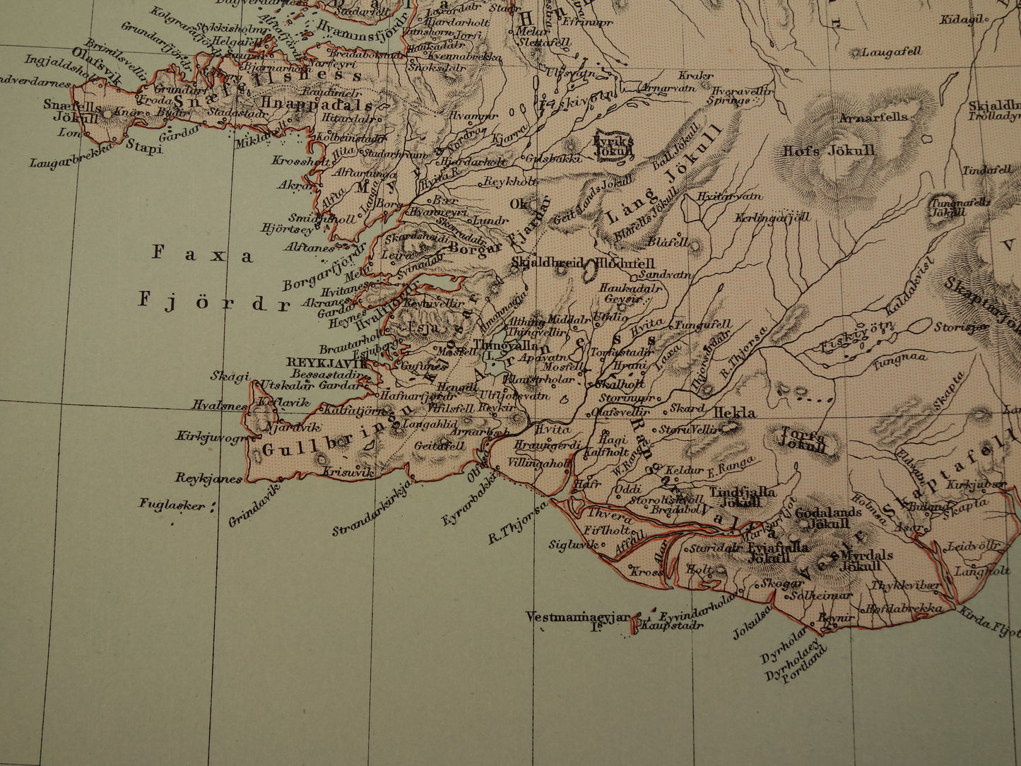 Denemarken grote oude kaart van Denemarken Groenland en Ijsland uit 1890 originele antieke landkaart poster
