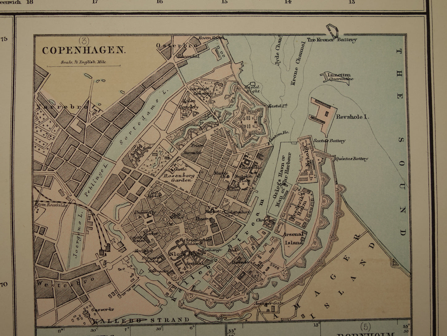 Denemarken grote oude kaart van Denemarken Groenland en Ijsland uit 1890 originele antieke landkaart poster