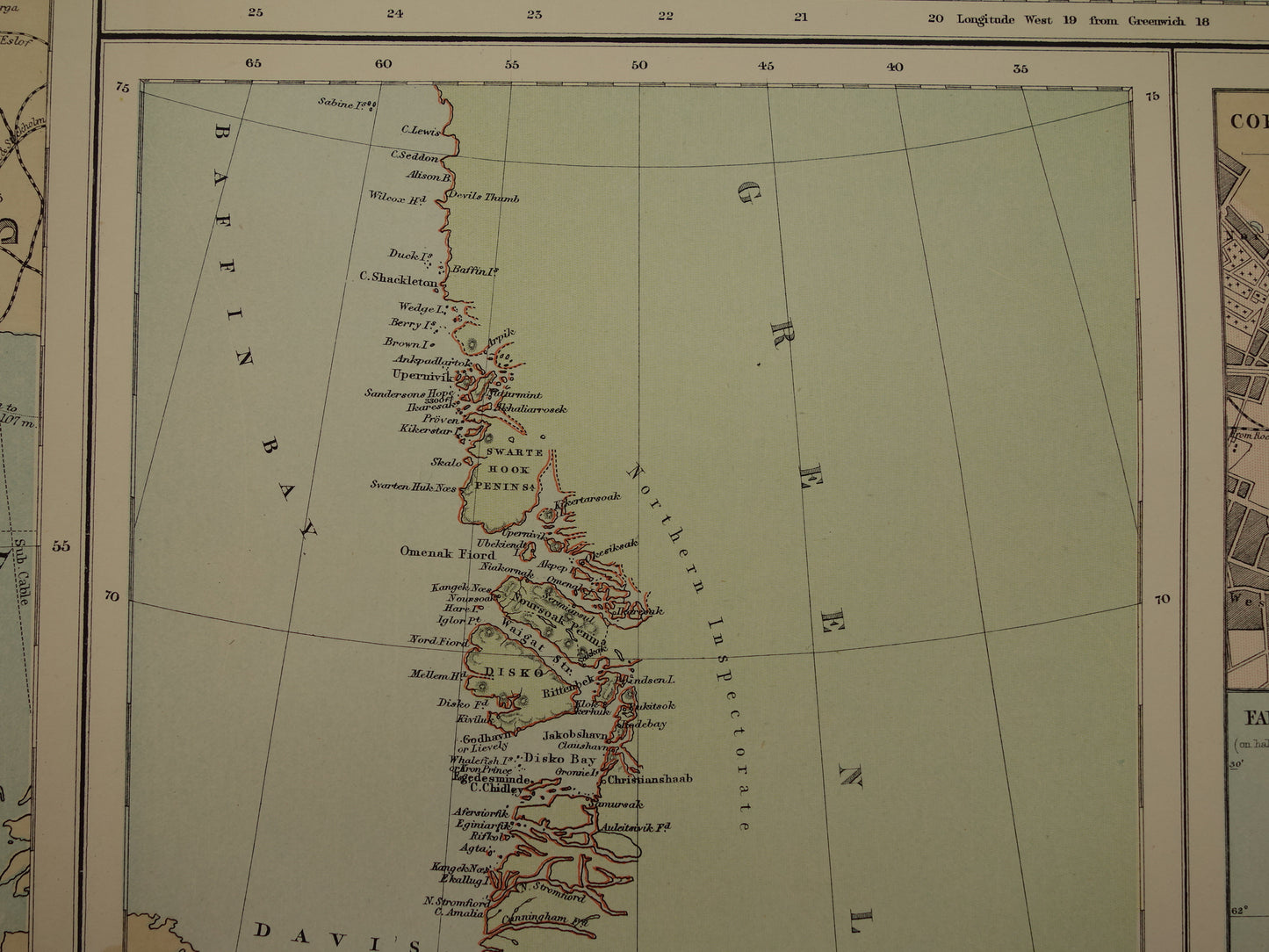 Denemarken grote oude kaart van Denemarken Groenland en Ijsland uit 1890 originele antieke landkaart poster