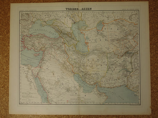 MIDDEN-OOSTEN Grote Oude Kaart van Turkse Rijk Perzië Kaukasus 1855 Originele Antieke Landkaart Turkije Saoedie-Arabië Iran Irak