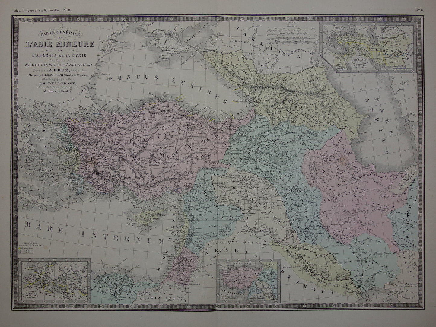 ASIA MINOR oude kaart van Turkije Perzië in de oudheid 1876 originele grote antieke landkaart Midden-Oosten geschiedeniskaart Perzische Rijk