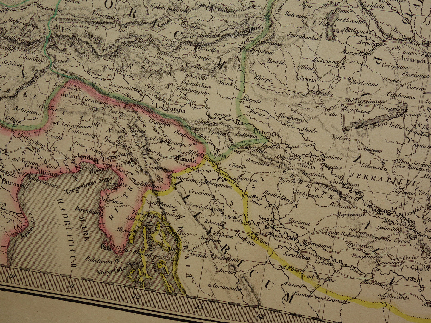 Limes oude historische landkaart van Romeinse Rijk in Nederland Duitsland 1842 originele antieke kaart Germanië grens Rijn