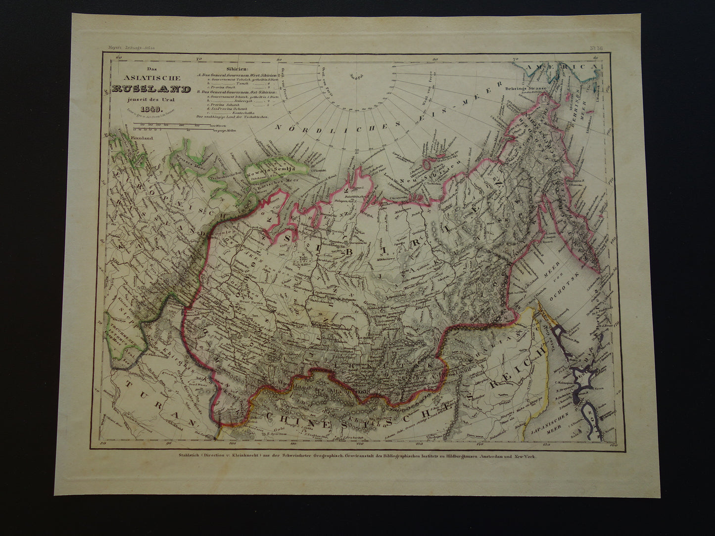 oude landkaart vintage kaart Siberië te koop