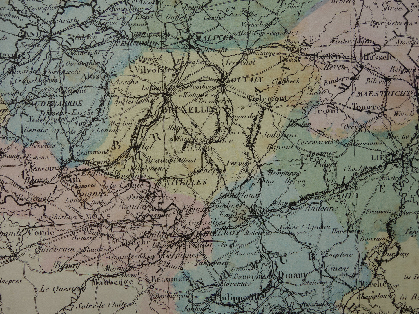 BELGIË antieke kaart van België 140+ jaar oude Franse handgekleurde landkaart Brussel Antwerpen