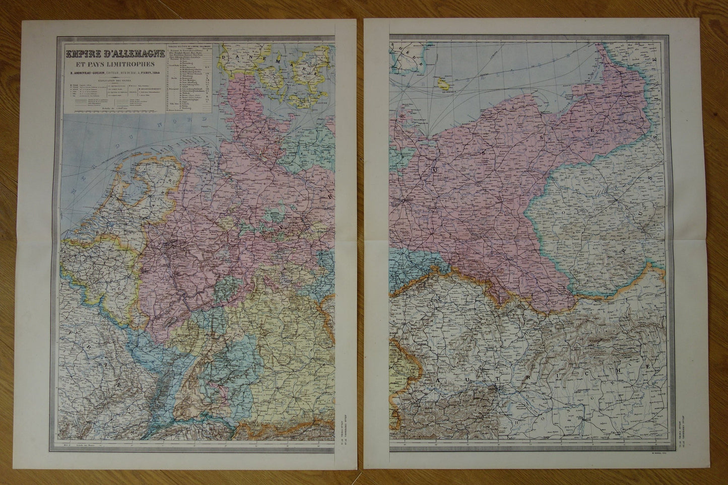 Grote oude landkaart van Duitsland uit 1884 Antieke kaart Duitse Rijk Polen Nederland met jaartal