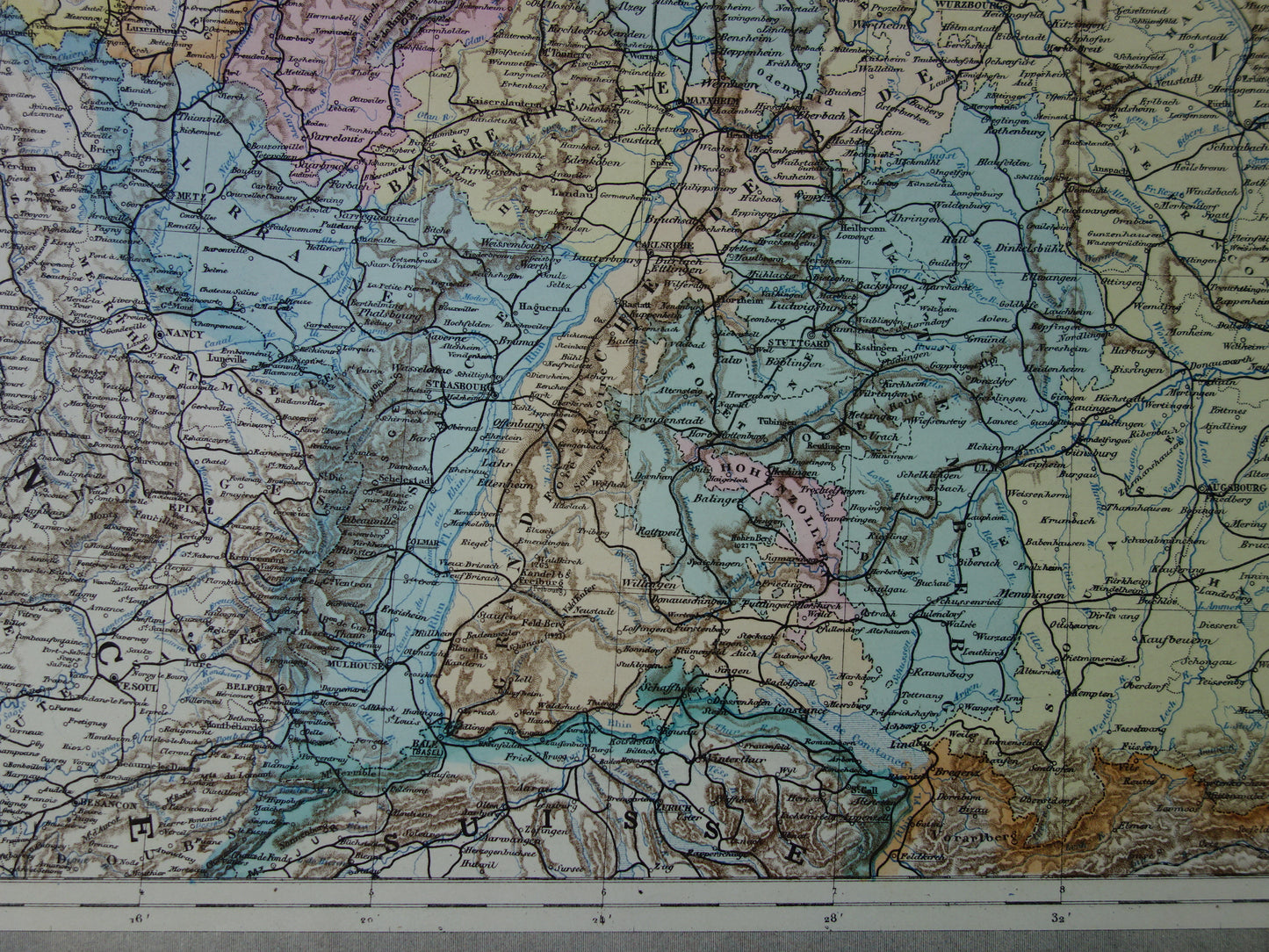 Grote oude landkaart van Duitsland uit 1884 Antieke kaart Duitse Rijk Polen Nederland met jaartal