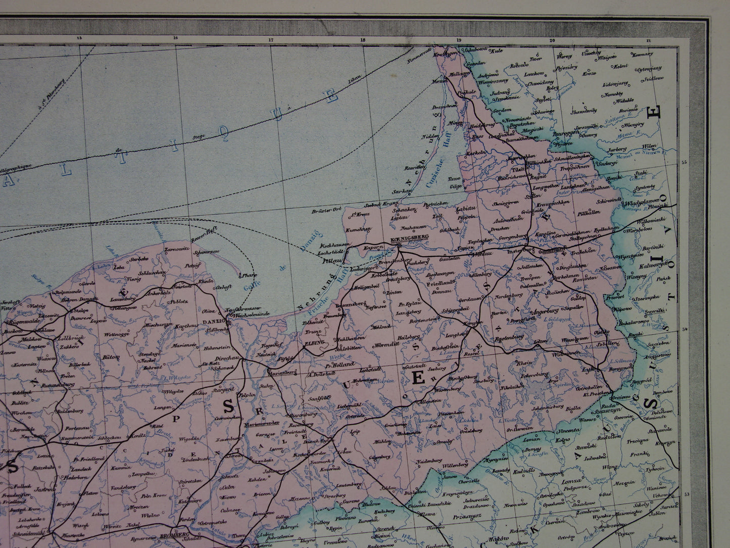 Grote oude landkaart van Duitsland uit 1884 Antieke kaart Duitse Rijk Polen Nederland met jaartal