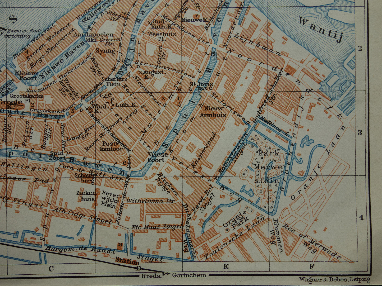 DORDRECHT oude kaart van Dordrecht uit 1910 kleine originele antieke plattegrond Nederland