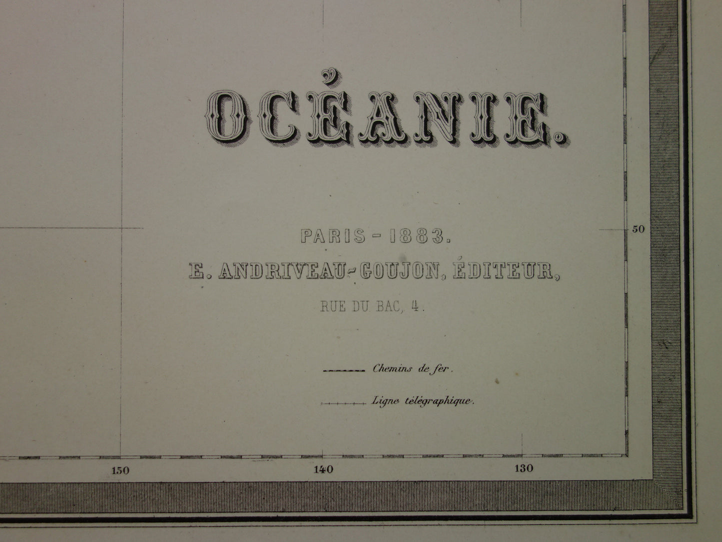 OCEANIË Grote oude landkaart uit 1883 originele antieke Franse kaart Indonesië Australië