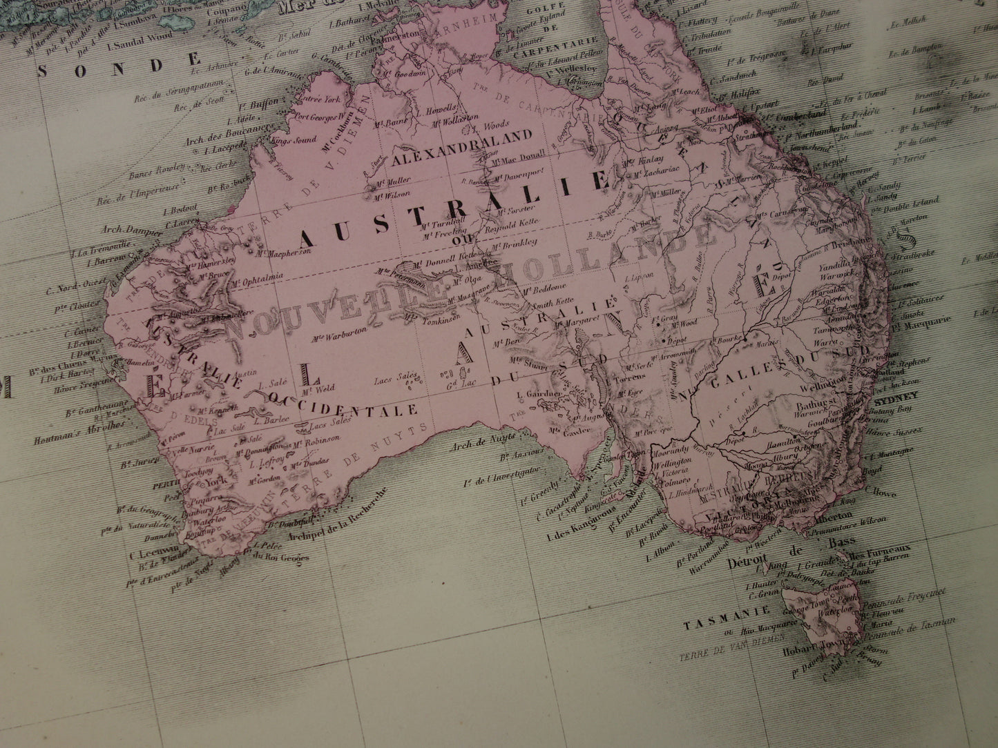 OCEANIË Grote oude landkaart uit 1883 originele antieke Franse kaart Indonesië Australië