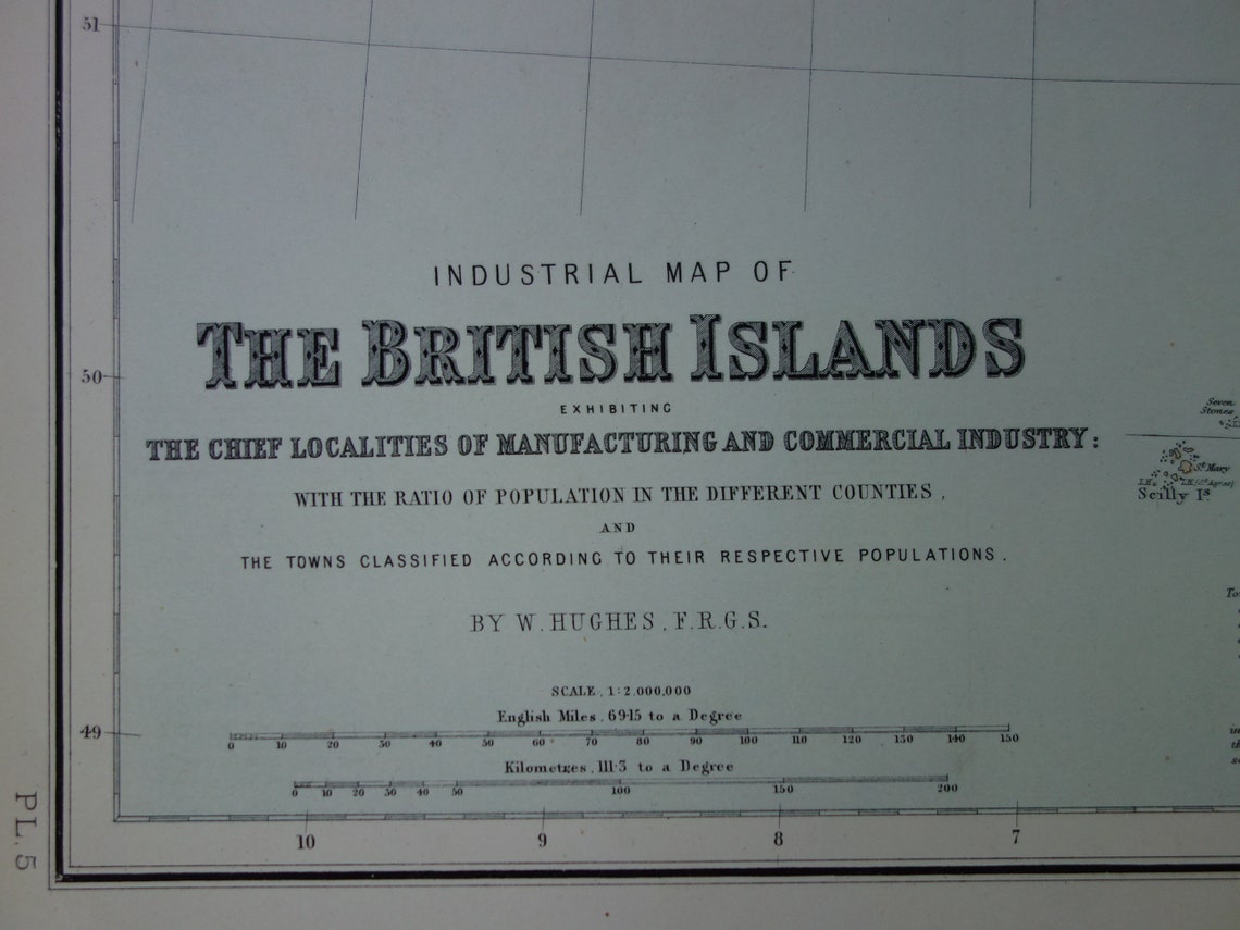 Grote vintage landkaart van GROOT BRITTANIË en IERLAND 150+ jaar oude antieke Engelse kaart Verenigd Koninkrijk