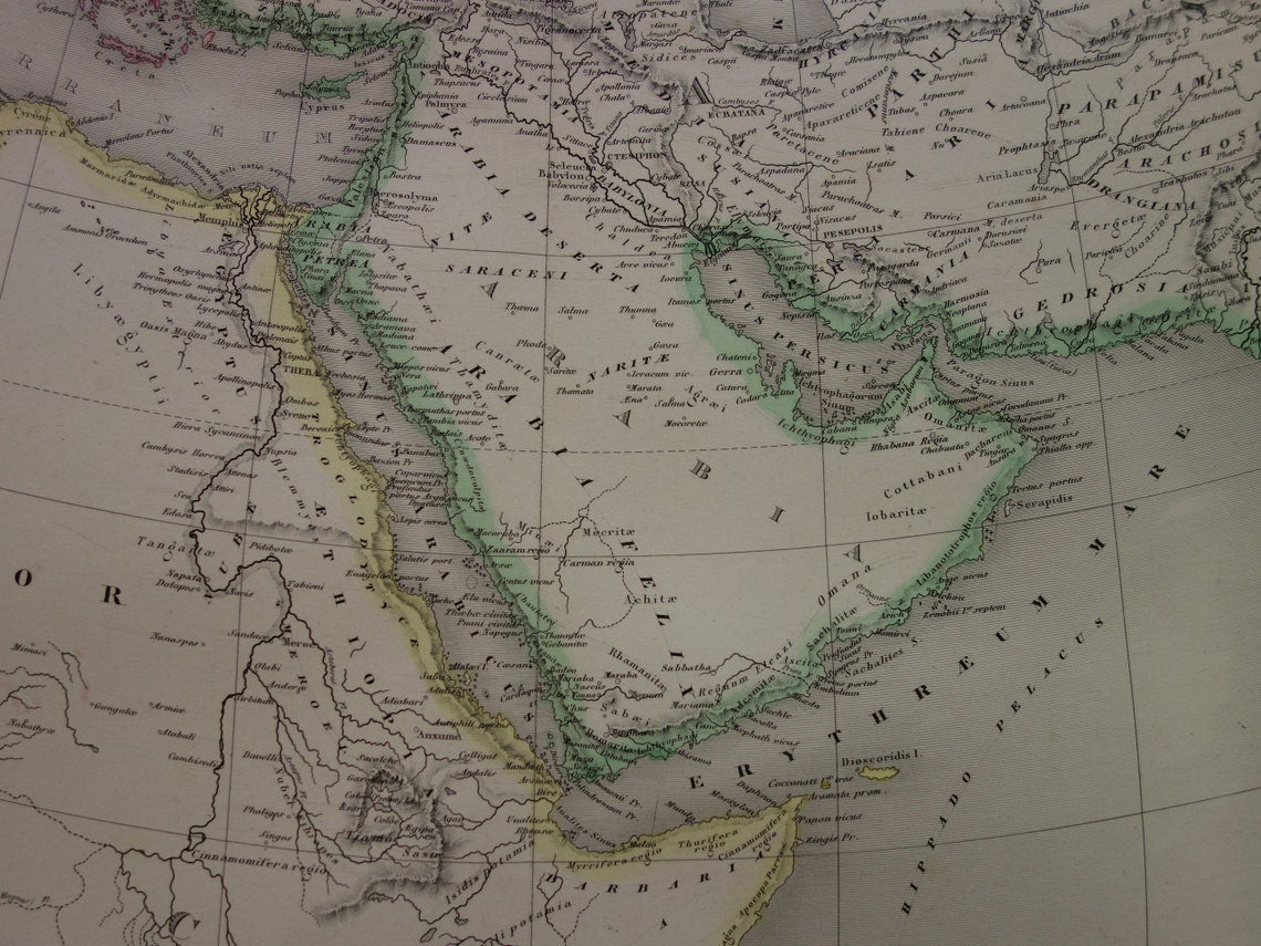 Oude Wereldkaart van Klassieke Oudheid 1863 zeer grote kaart van de wereld Ptolemaeus Herodotus
