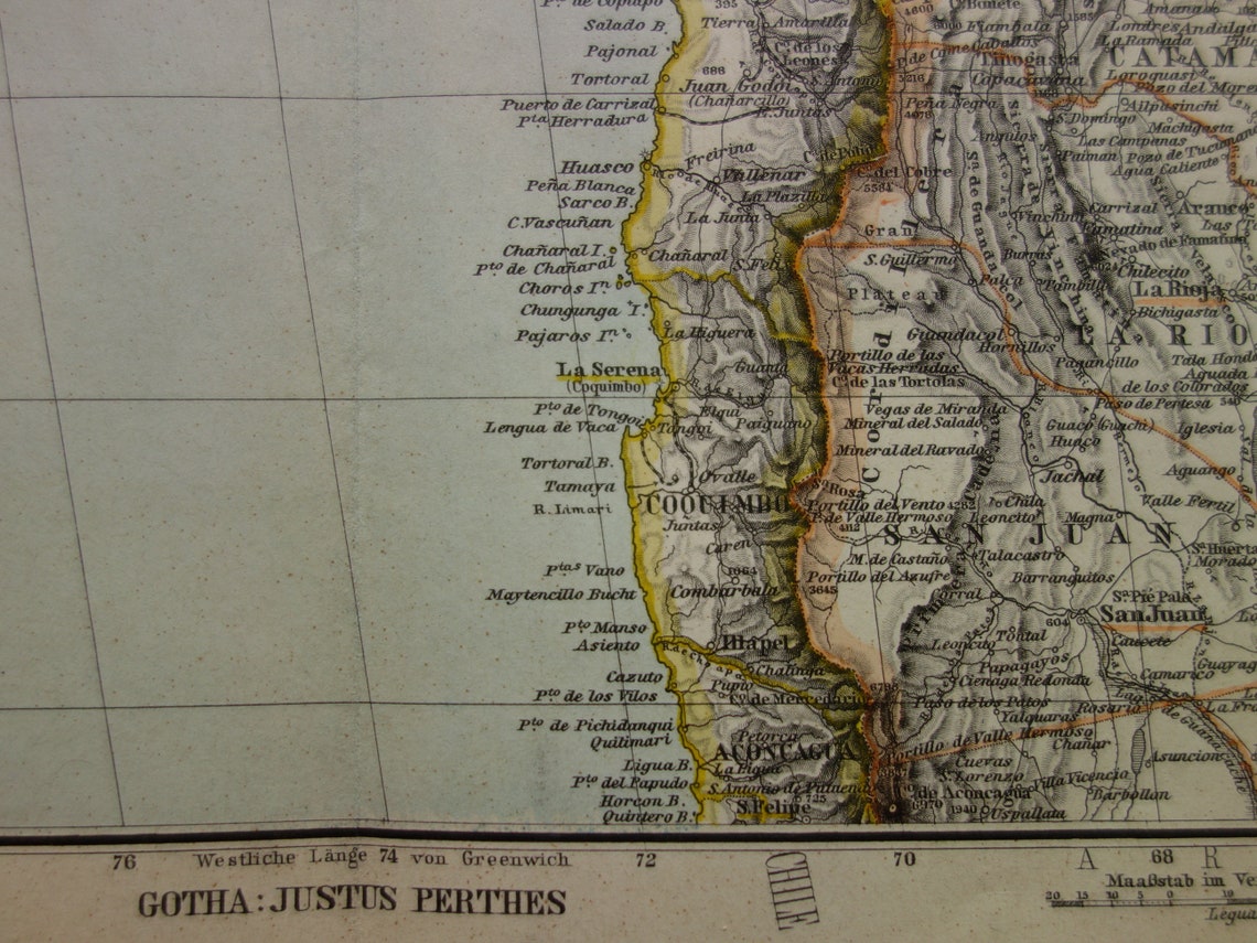 Oude landkaart Peru Chili Bolivia antieke kaart - kaarten met jaartal