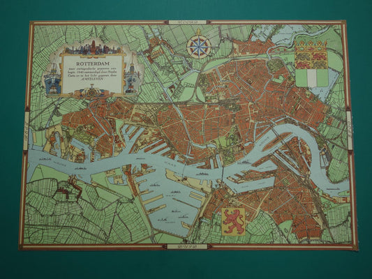 Oude kaart van Rotterdam in het jaar 1940