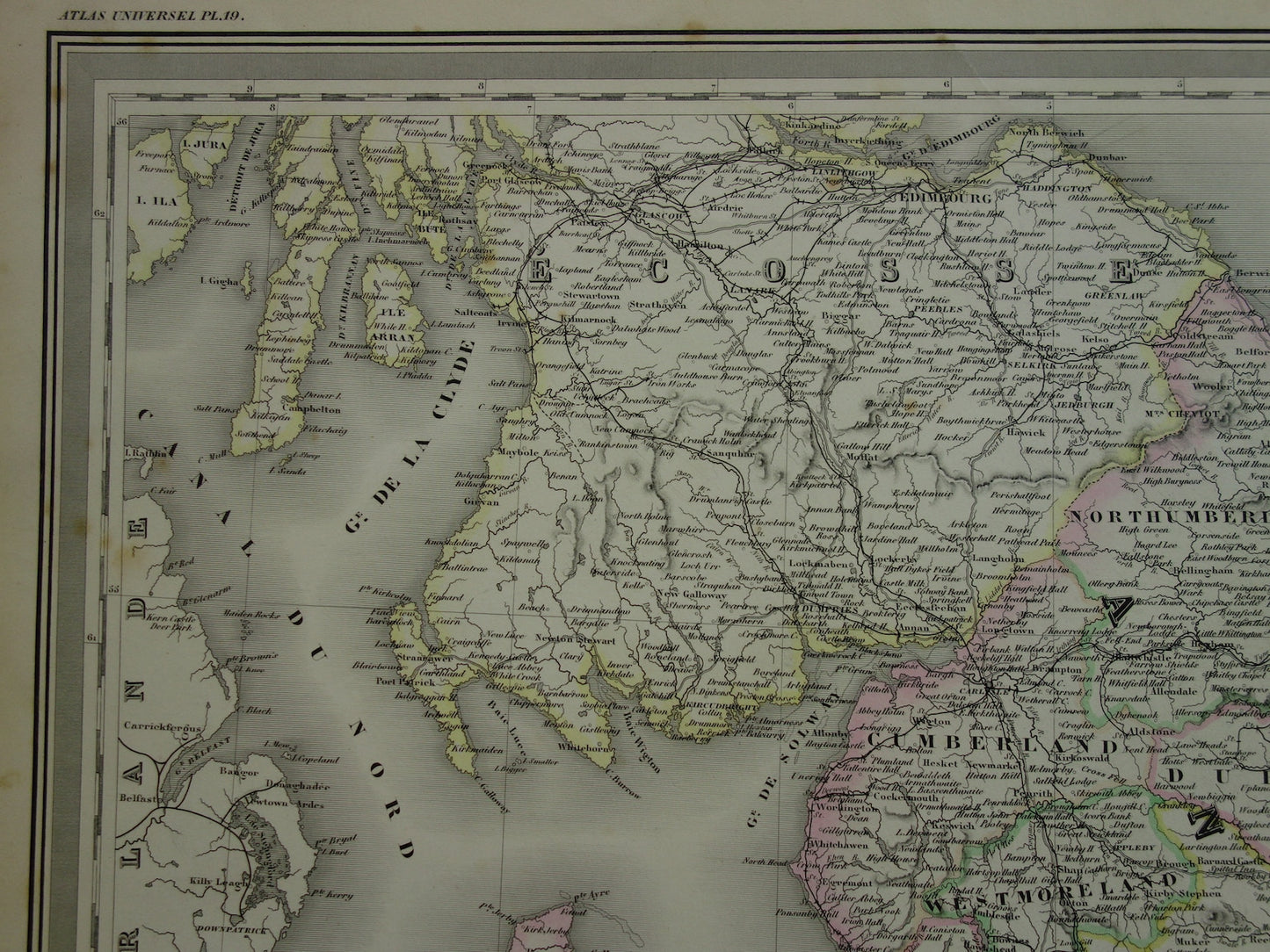 ENGELAND grote oude kaart van Engeland en Wales 1856 originele antieke landkaart London vintage poster