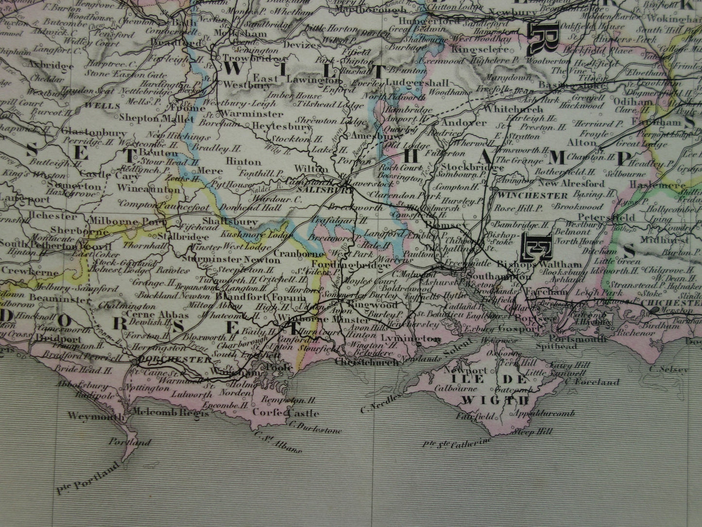 ENGELAND grote oude kaart van Engeland en Wales 1856 originele antieke landkaart London vintage poster
