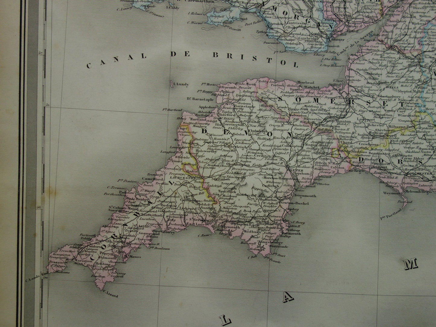 ENGELAND grote oude kaart van Engeland en Wales 1856 originele antieke landkaart London vintage poster
