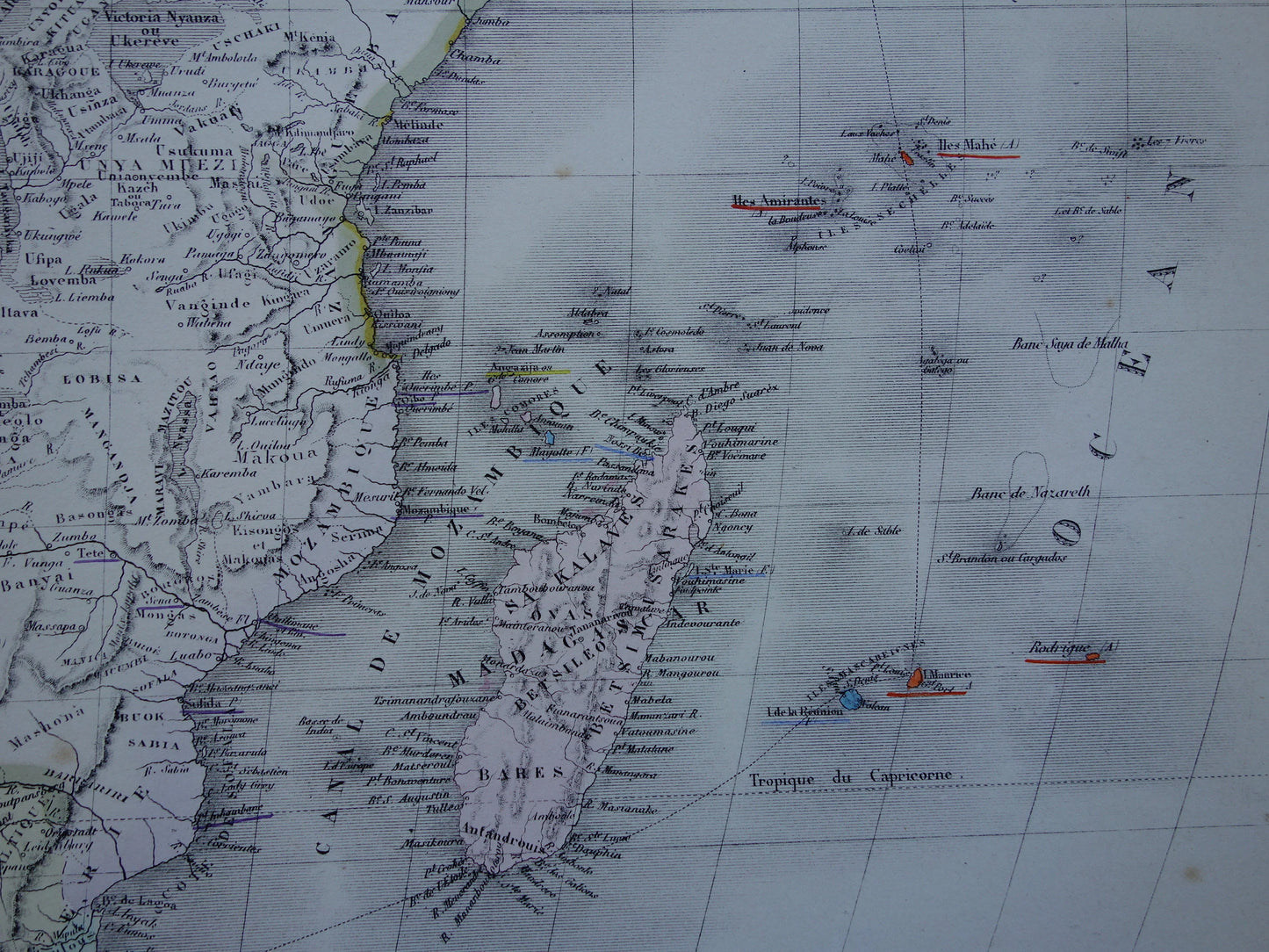 Grote oude kaart van Afrika uit 1876 Antieke handgekleurde landkaart print van Afrikaans continent