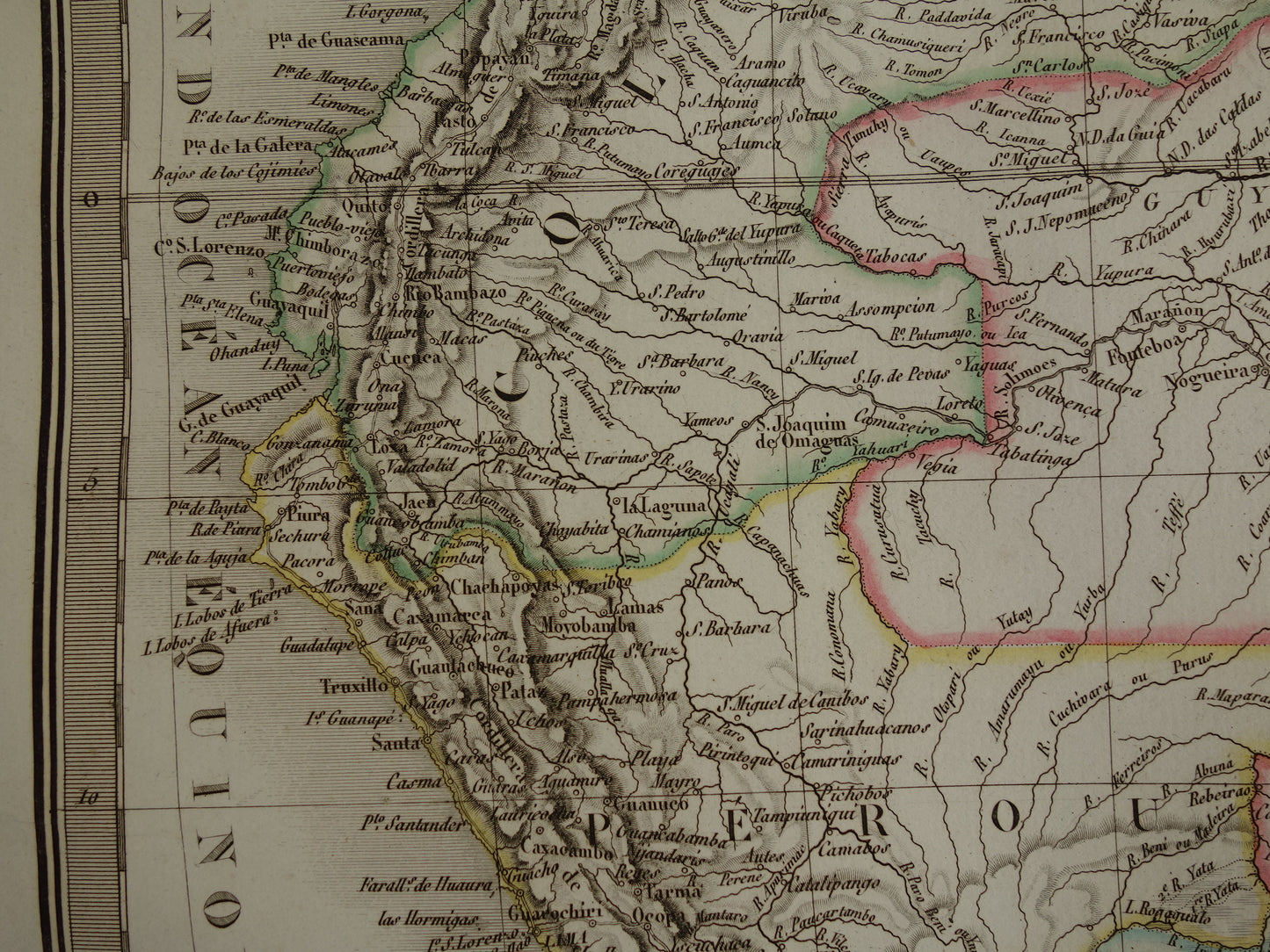 ZUID-AMERIKA Grote vintage landkaart van Zuid-Amerika 1829 oude kaart poster Brazilië Patagonië Chili origineel antiek met jaartal