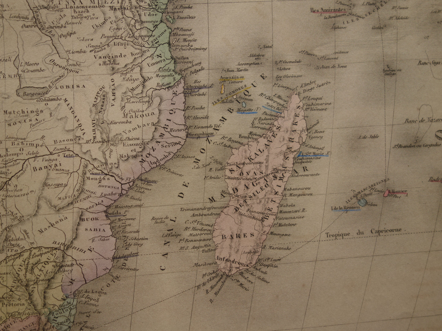 Grote oude kaart van Afrika uit 1876 Antieke handgekleurde landkaart poster van Afrikaans continent