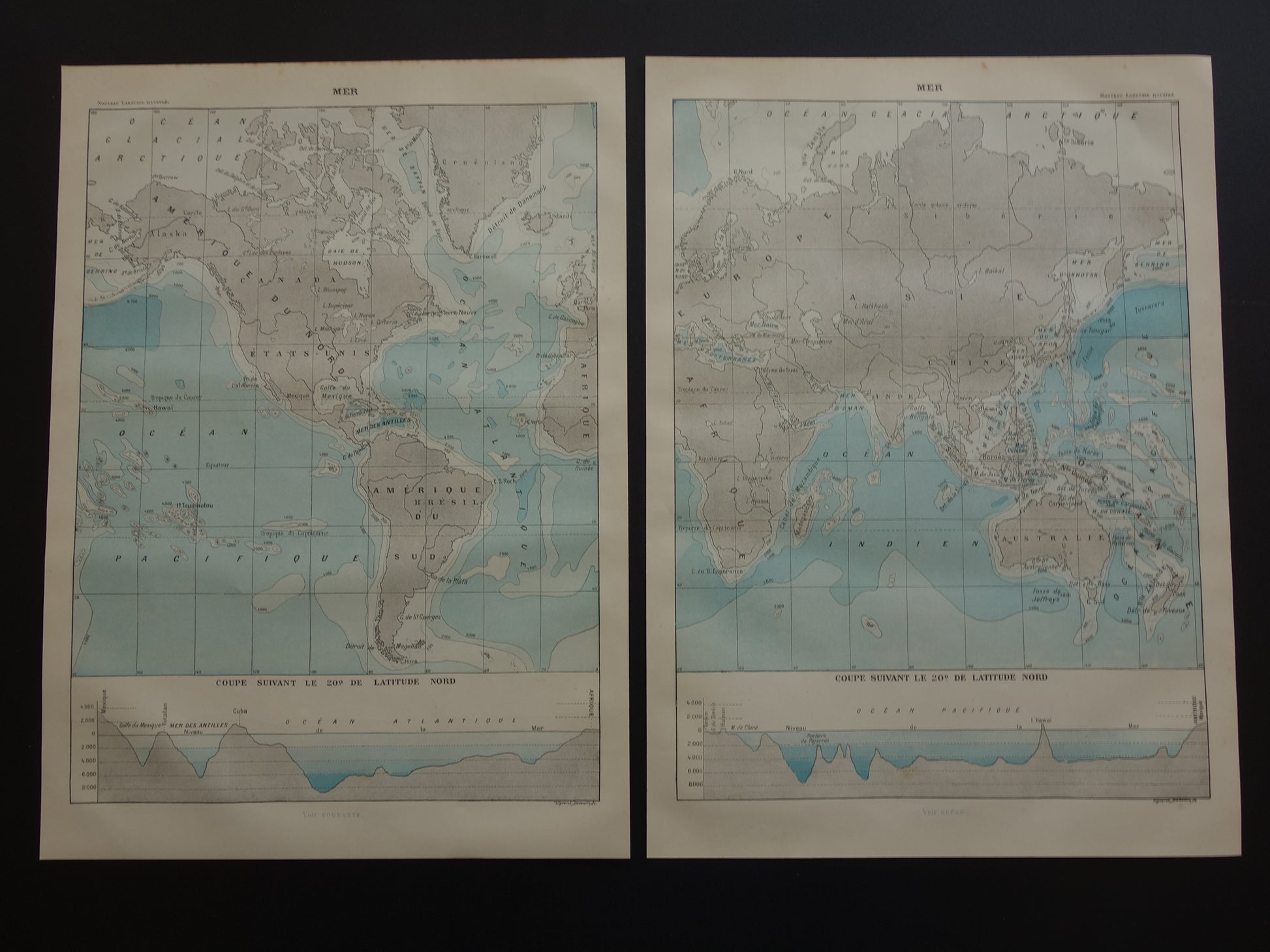 antieke franse wereldkaart van de oceanen vintage kaarten te koop