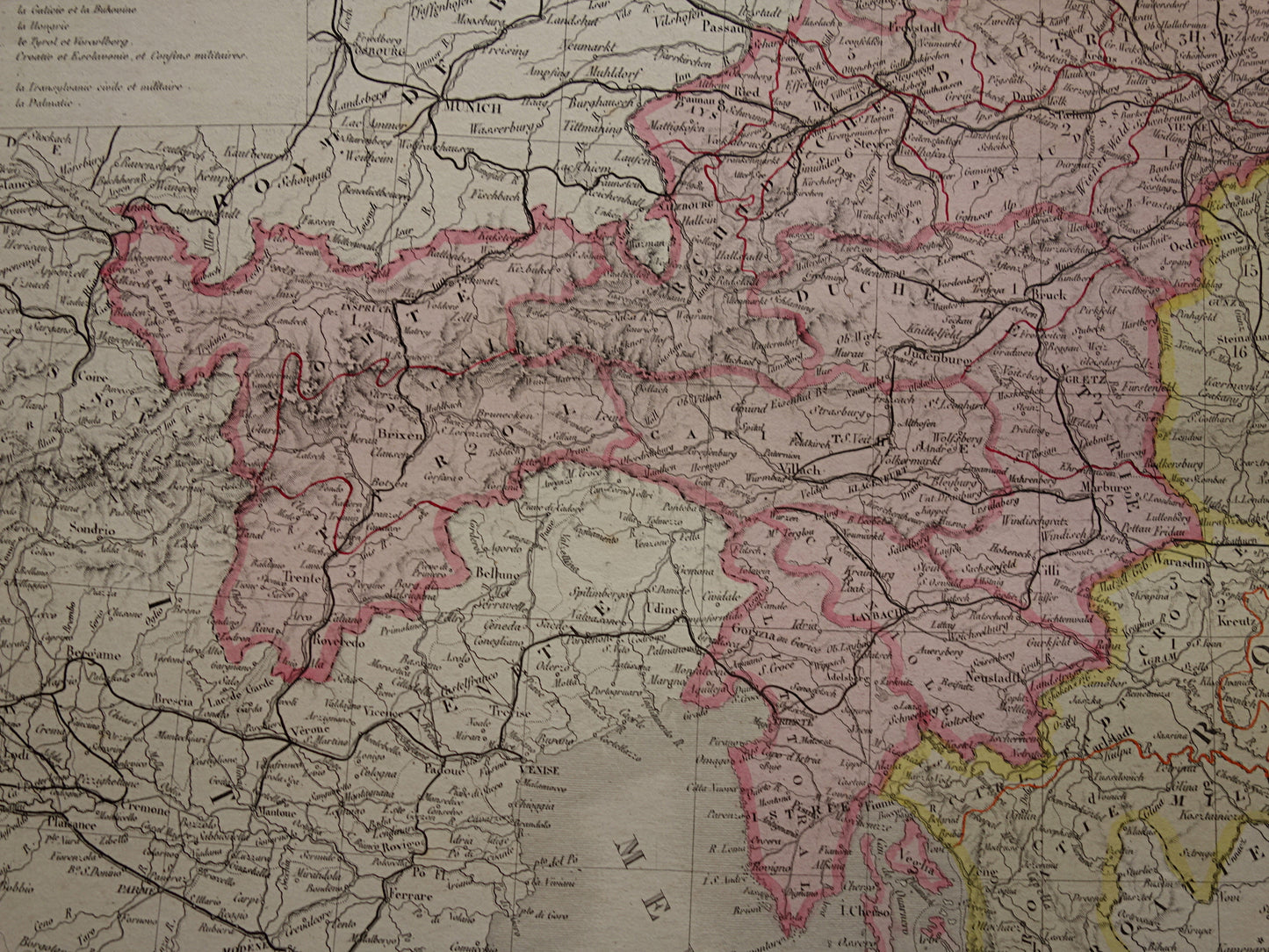 OOSTENRIJK-HONGARIJE Oude kaart van het Oostenrijks-Hongaarse Rijk uit 1876 originele grote antieke handgekleurde landkaart Tsjechië Kroatië Slovenië