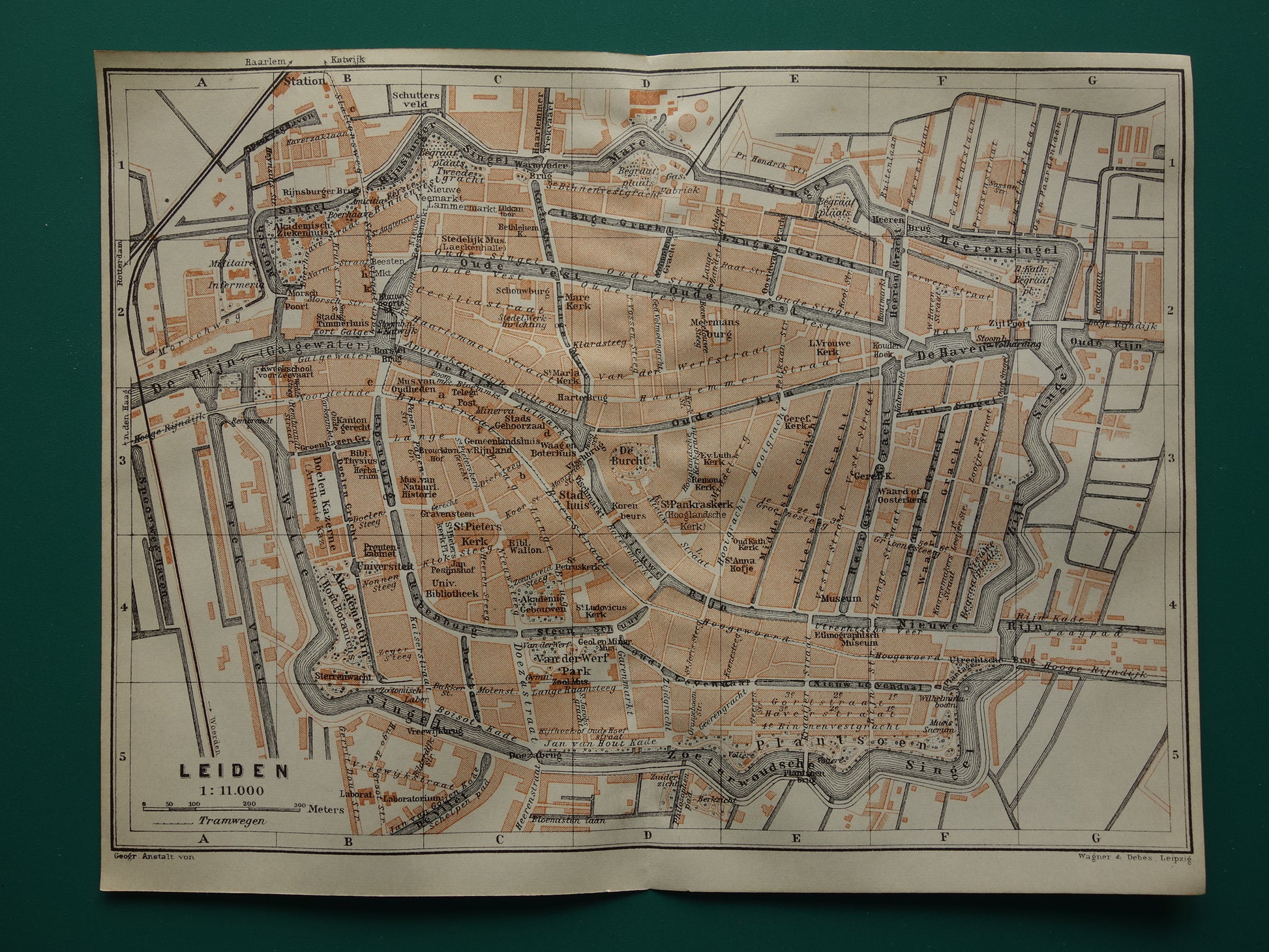 Leiden in het jaar 1914 kaart plattegrond