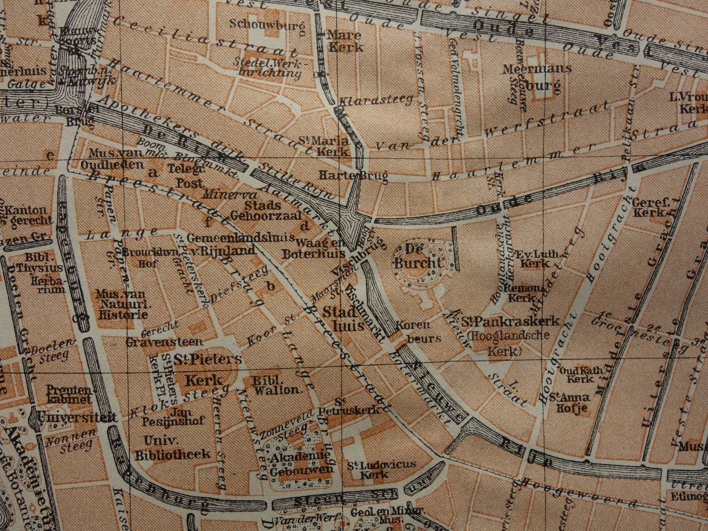 LEIDEN oude kaart van Leiden uit 1914 kleine originele antieke plattegrond