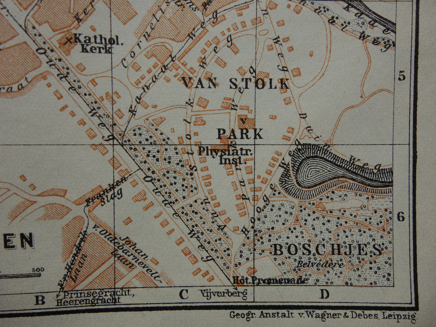 SCHEVENINGEN oude plattegrond van Scheveningen uit 1914 kleine originele antieke kaart Nederland