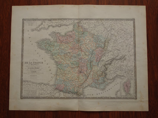 Kaart van Frankrijk in 1789 met oude provincies Antieke grote landkaart start Franse Revolutie