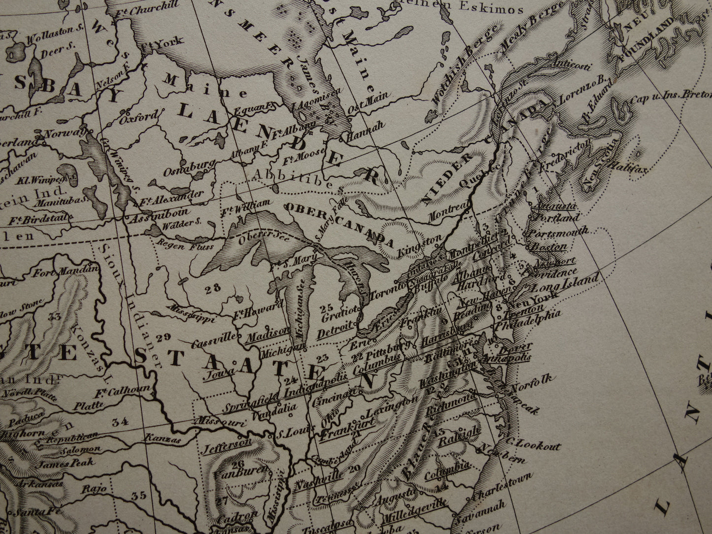 NOORD AMERIKA antieke kaart 170+ jaar oude landkaart van continent uit 1849 - originele vintage historische kaarten